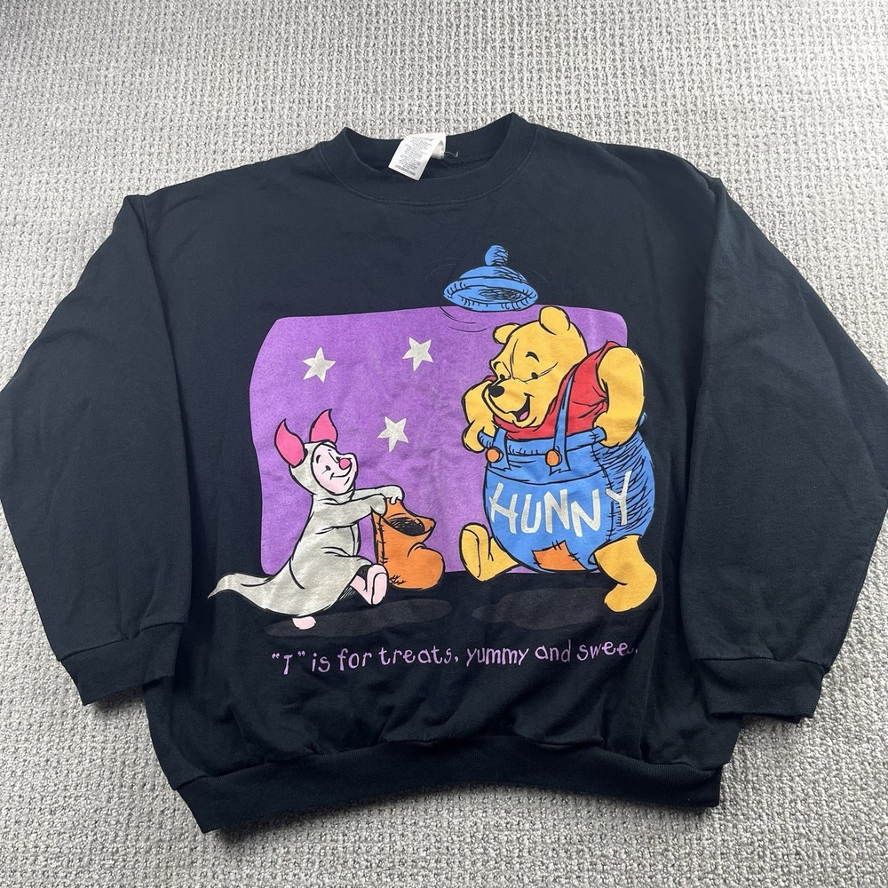 Vintage Disney Winnie The Pooh Halloween Sweatshirt Piglet Trick Or Treat Large